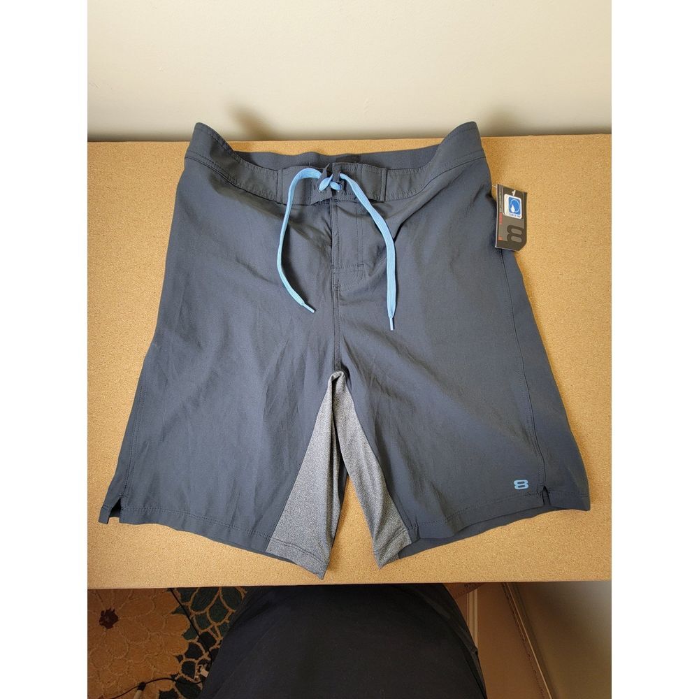Layer 8 Men's Swim Trunk /Short‎ Size MED Qwick Dry Grey with blue accents - NWT